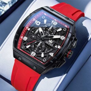 olevs classic red color watch for men – ol2976m-2