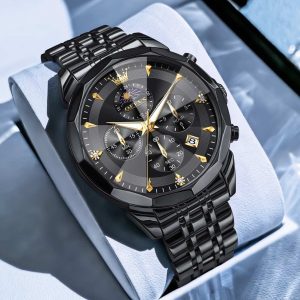 olevs classy black color watch for men – ol3673m-2