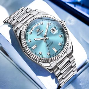 olevs costly silver color watch for men – ol6736m-2