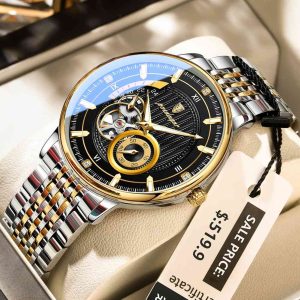 poedagar luxury silver and gold color watch for men – pd1416g-b