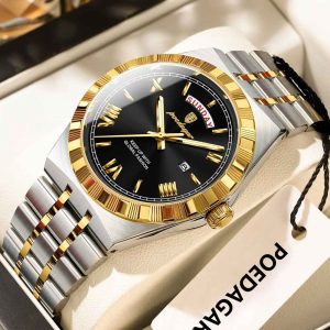 poedagar fancy silver and gold color watch for men – pd675g-b