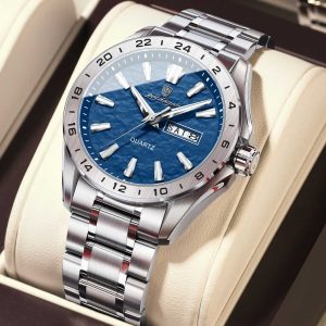 poedagar classic black color watch for men – e109g-c