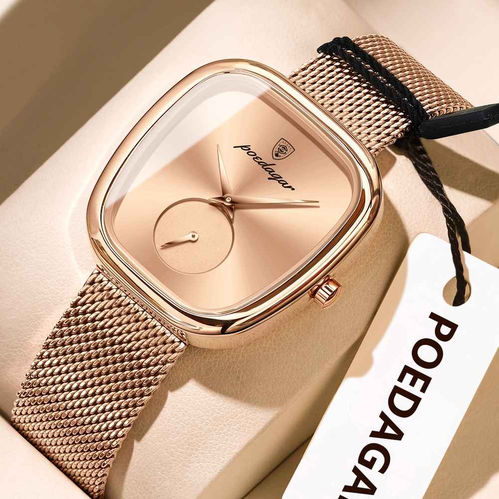 poedagar designer rose gold color watch for women – pd783l-a