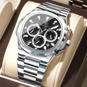 poedagar new fashion stylish silver color watch for men – pd834g-b