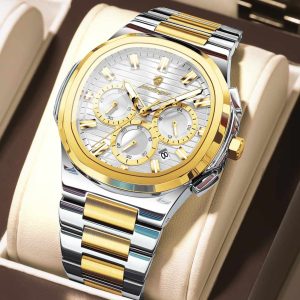 poedagar latest silver and gold color watch for men – pd834g-g