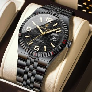 poedagar vintage black color watch for men – pd839g-c