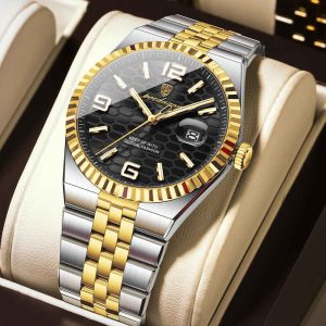 poedagar best silver and gold color watch for men – pd839g-f
