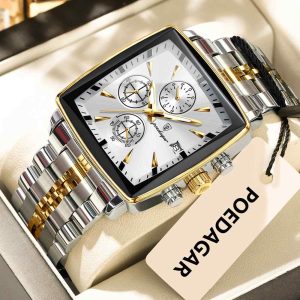 poedagar luxury silver and gold color watch for men – pd866g-a