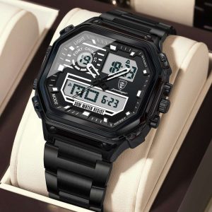 poedagar classic formal black color watch for men – pd993g-b
