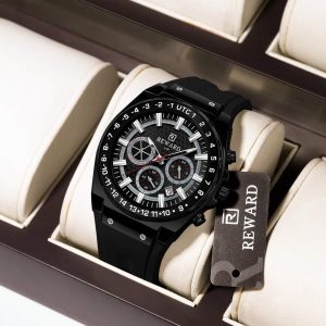 reward vip premium black color watch for men – rd833049m-f