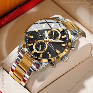 curren trendy silver and gold color watch for men – cu8445g-a