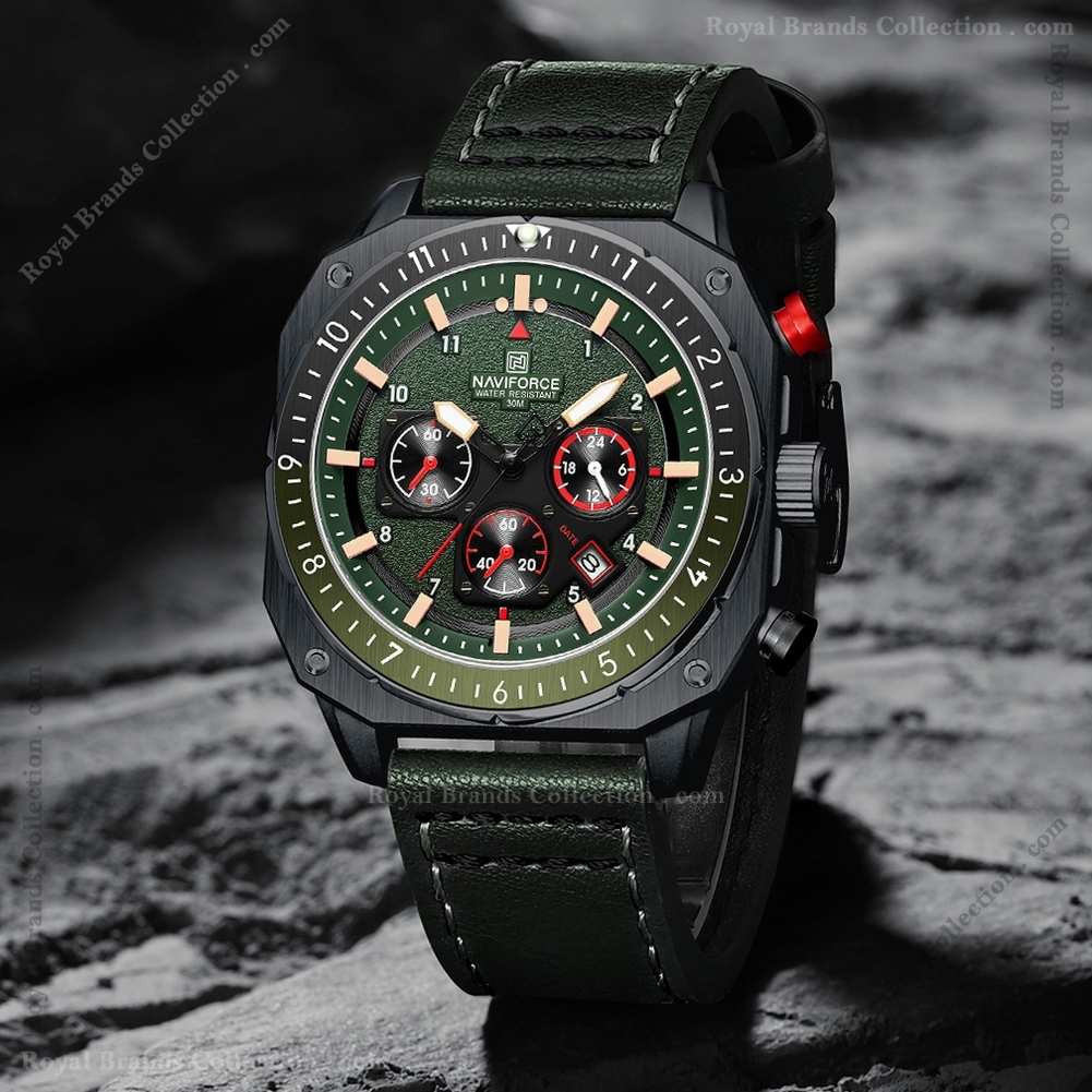 naviforce new vintage green color watch for men – nf8057-b