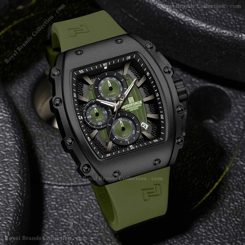 naviforce stylish green color watch for men – nf8070-b Naviforce Stylish Green Color Watch For Men - NF8070-B