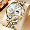 olevs new stylish silver and gold color watch for men – ol2856m-11
