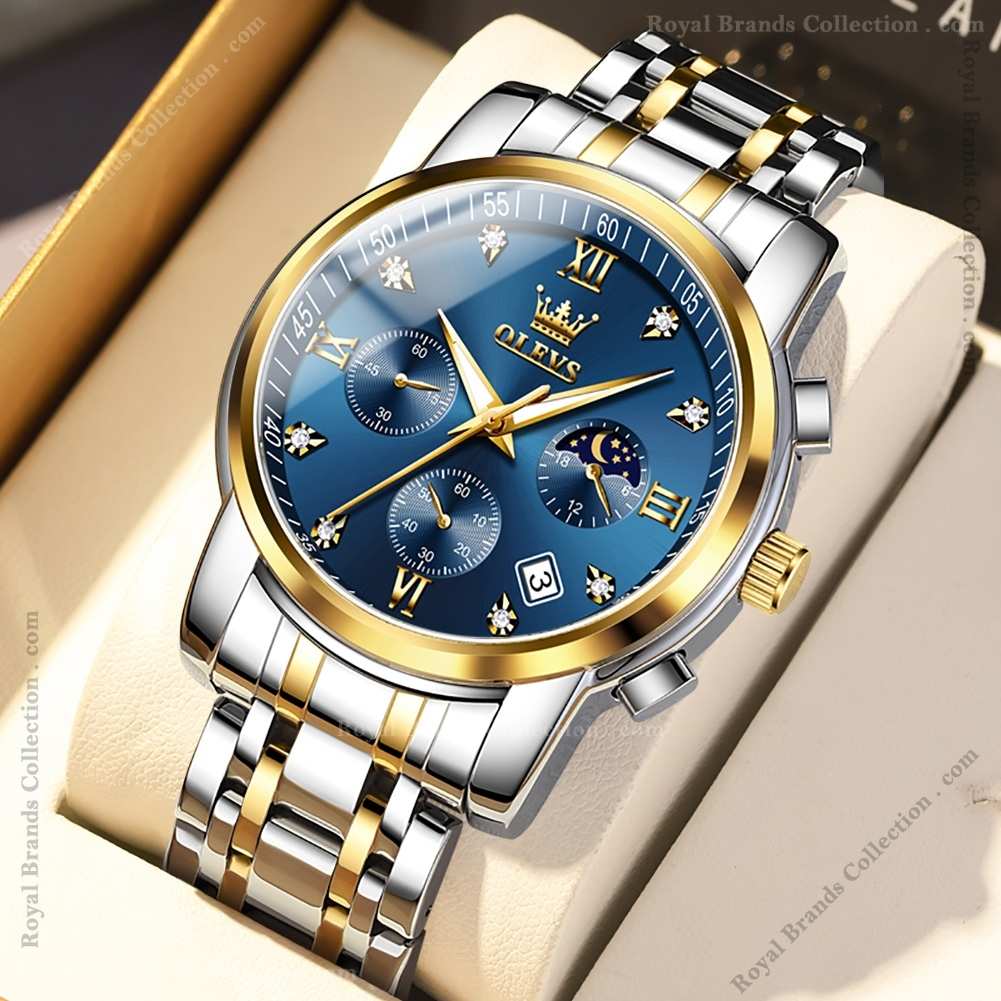 olevs vintage silver and gold color watch for men – ol2858m-m7 Olevs Vintage Silver And Gold Color Watch For Men - OL2858M-M7