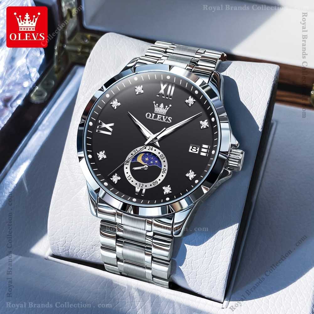 olevs army silver color watch for men – ol2956m-3 Olevs Army Silver Color Watch For Men - OL2956M-3