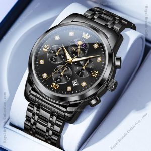 olevs casual black color watch for men – ol3655m-1