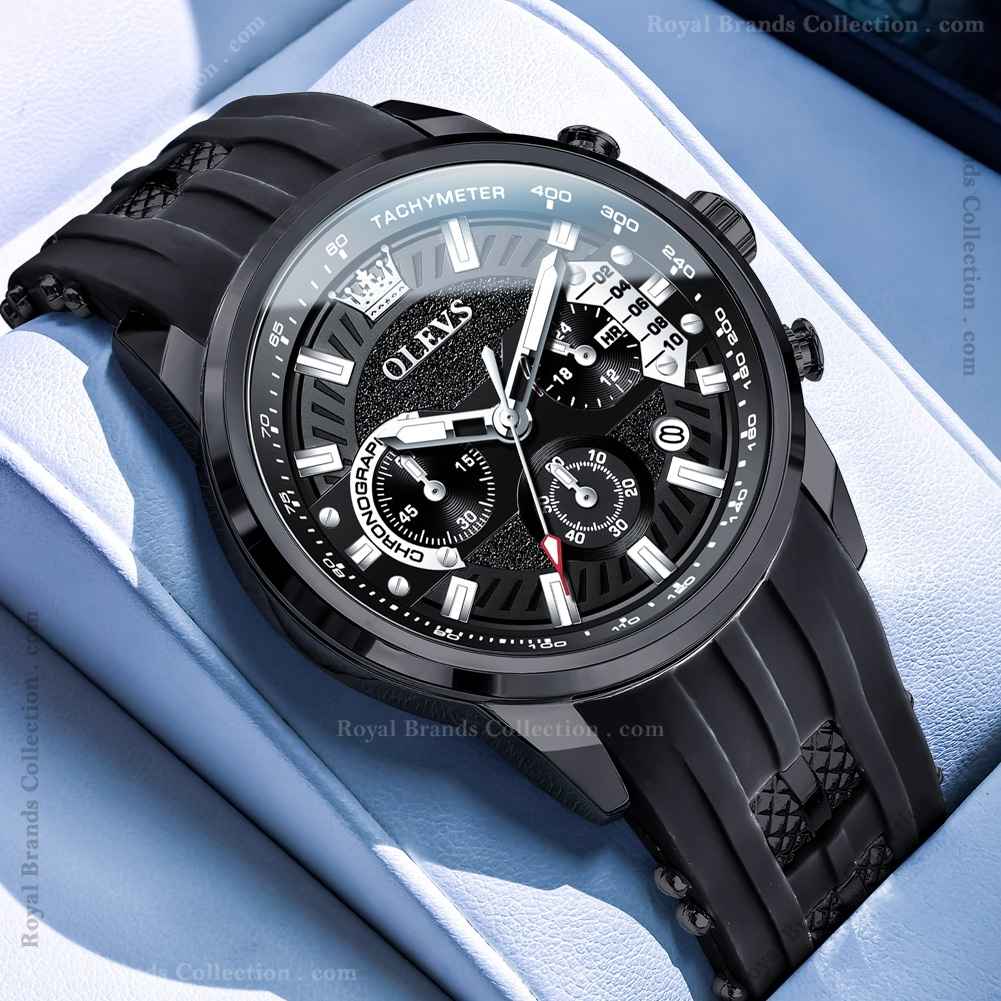 olevs casual black color watch for men – ol3690m-1 Olevs Casual Black Color Watch For Men - OL3690M-1