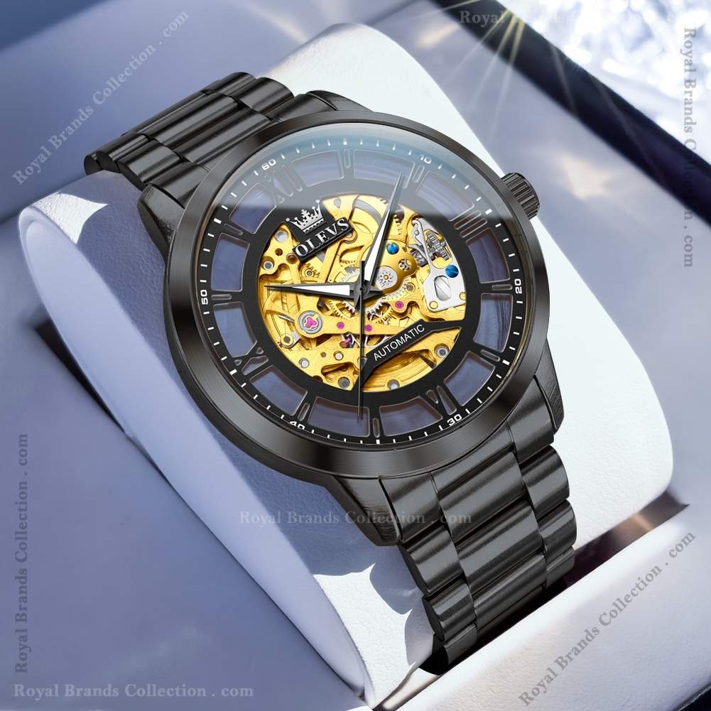 olevs vintage black color watch for men – ol6728m-1 Olevs Vintage Black Color Watch For Men - OL6728M-1
