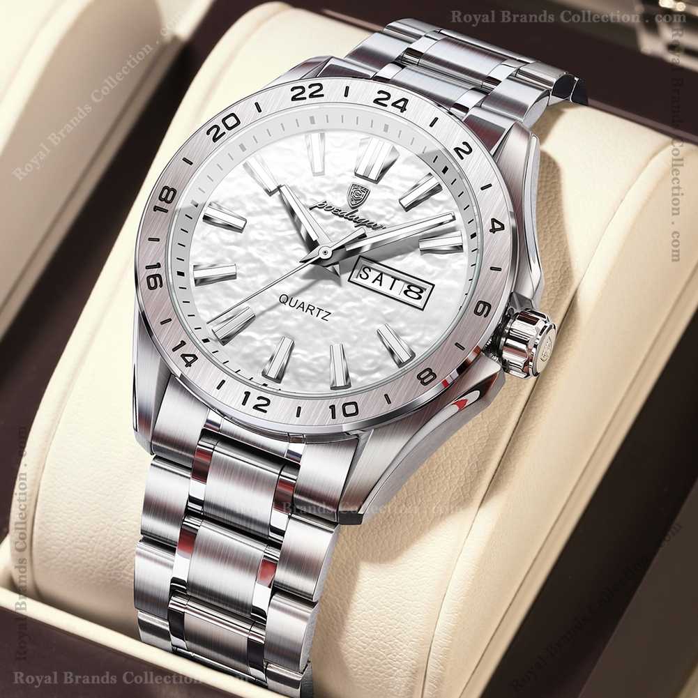 poedagar stylish silver color watch for men – pd683g-c Poedagar Stylish Silver Color Watch For Men - PD683G-C