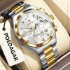 poedagar formal silver and gold color watch for men – pd688g-b