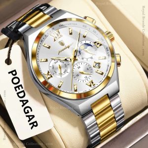 poedagar formal silver and gold color watch for men – pd688g-b