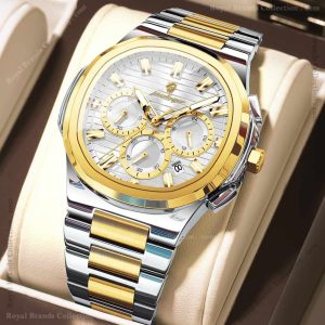 poedagar latest silver and gold color watch for men – pd834g-g poedagar latest silver and gold color watch for men – pd834g-g