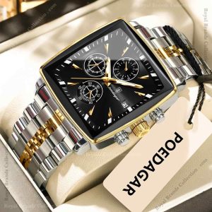 poedagar casual silver and gold color watch for men – pd866g-b