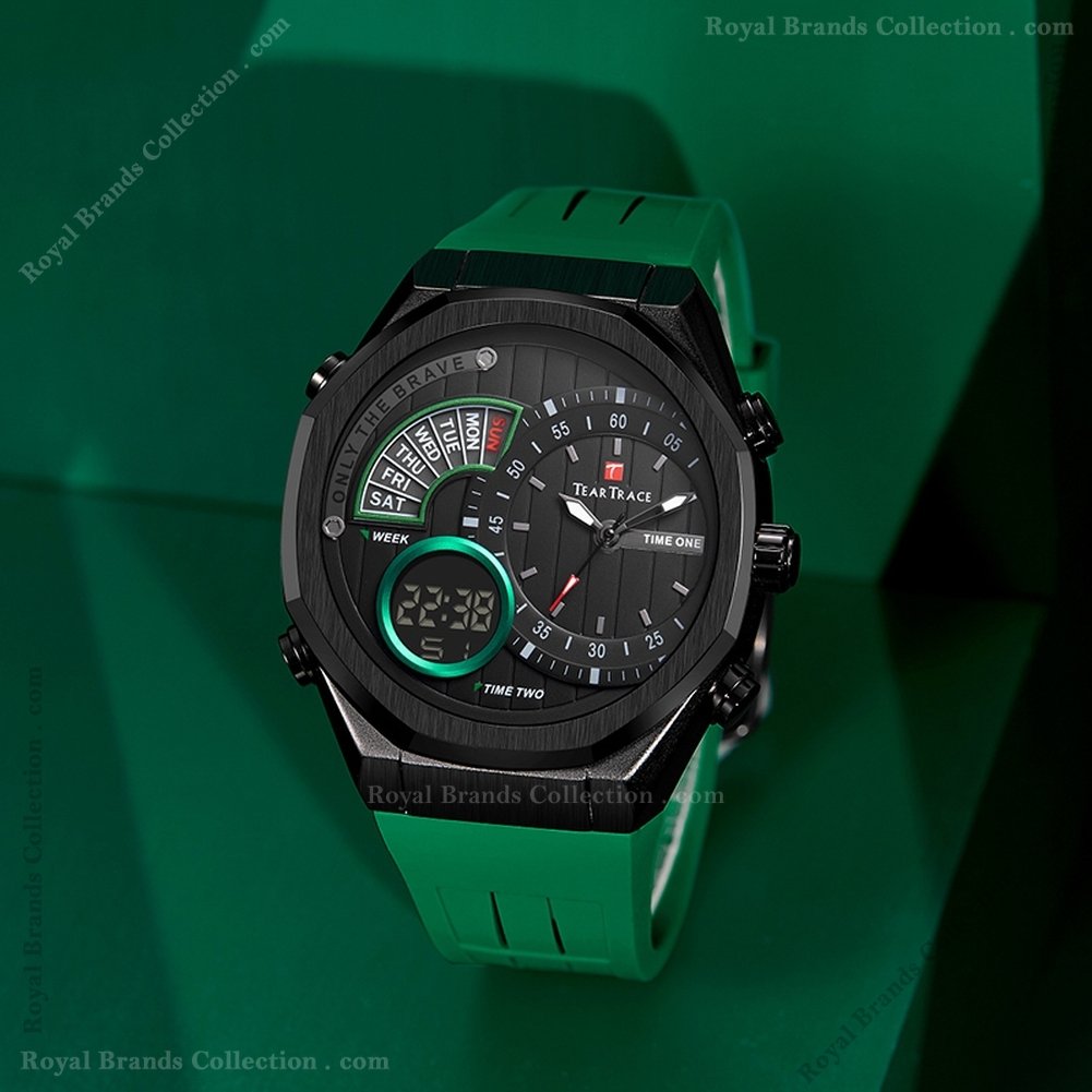 teartrace trending green color watch for men – tt6026-c
